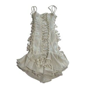 House of CB Sirena Strapless Lace Up Mini Dress in White